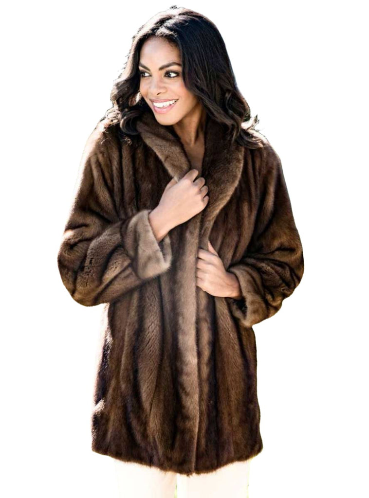 Demi Buff female mink fur jacket with shawl collar & bracelet cuffs