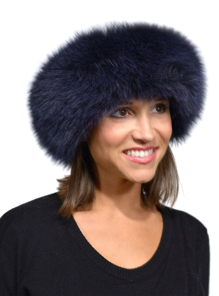 Dark Blue Fox Fur Headband