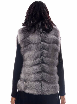 Silver Fox Fur Vest with Horizontal Pattern.