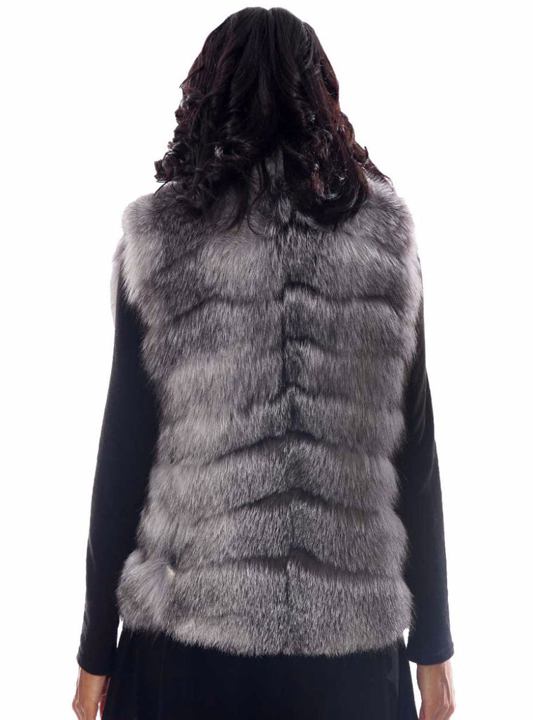 Women's Fox Fur Vest, Silver Fox