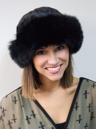 Mink Fur Hat with Fox Fur Trim.