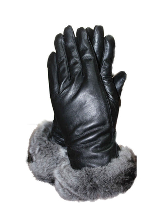 Lamb Leather Gloves with Chinchilla Fur Trim.