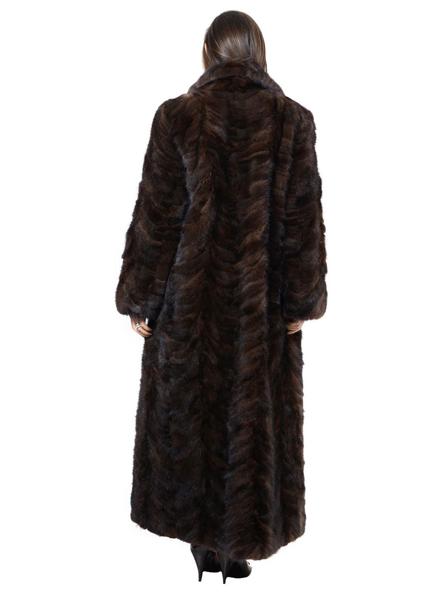 Full Length Mink Fur Coat with Shawl Collar and Bracelet Cuffs