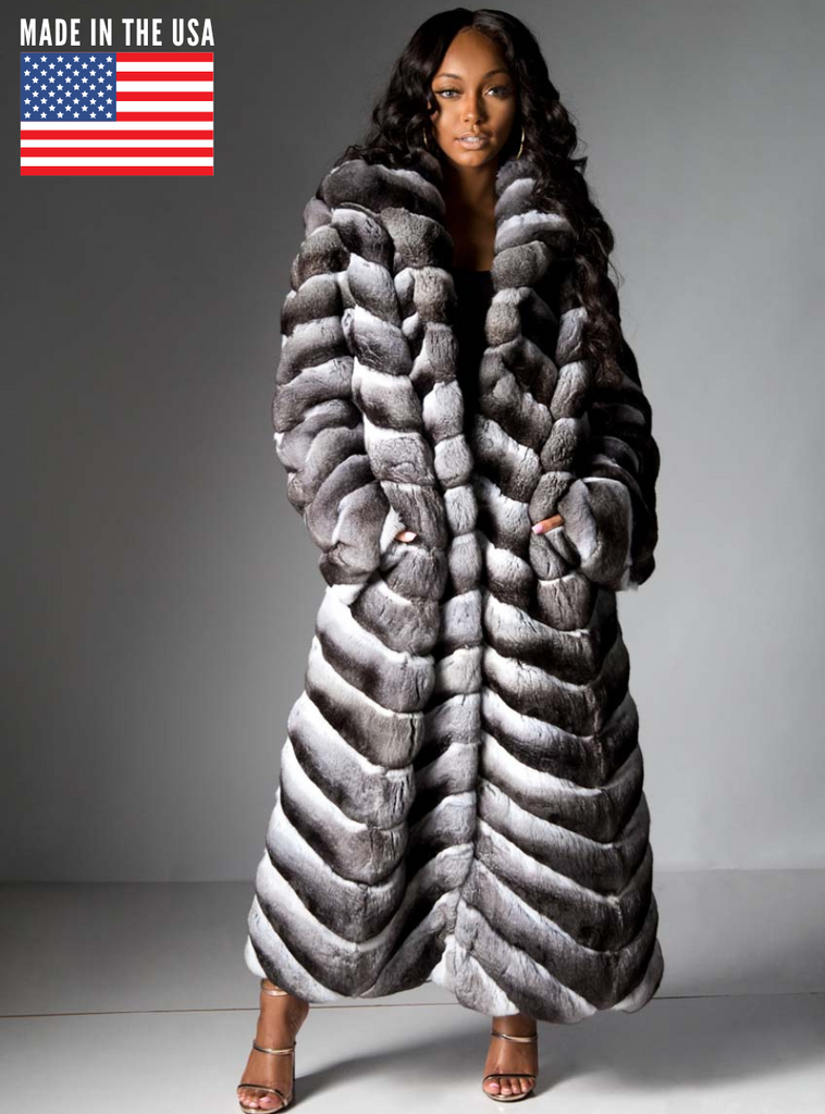 Woman in Chinchilla Fur Coat - Shop our USA Made Furs!