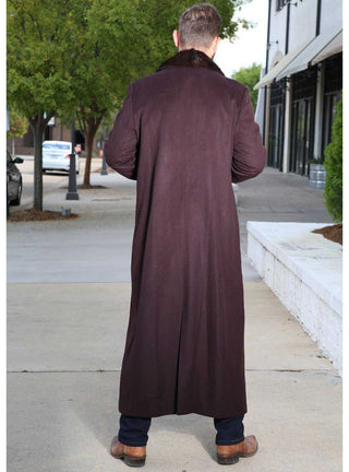 Men's Cashmere Blend Coat with Full Skin Mink Fur Collar.