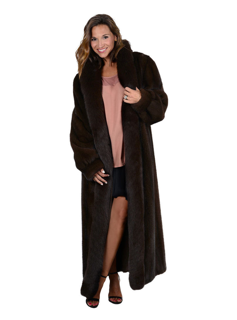 female mink fur coat with fox fur tux