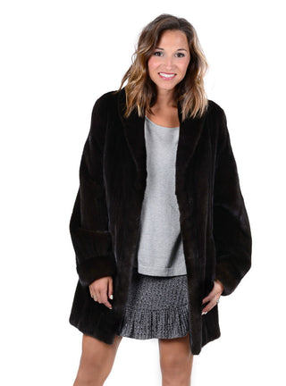 Mink Fur Stroller with Shawl Collar.