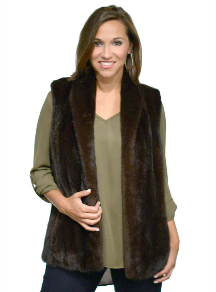 Ranch Mink Fur Vest with Shawl Collar