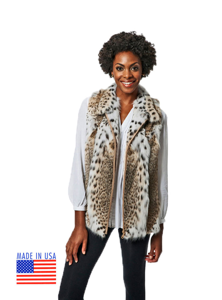 Natural Bobcat Fur Vest - Made in USA