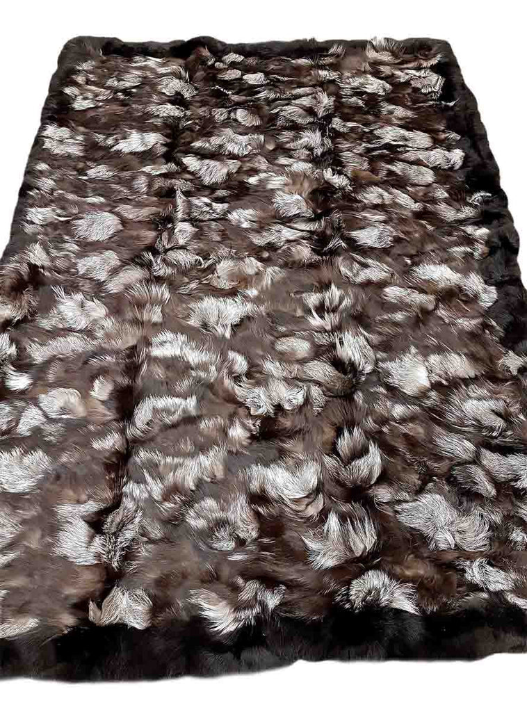 Silver Fox Fur Blanket with Black Fox Fur Trim