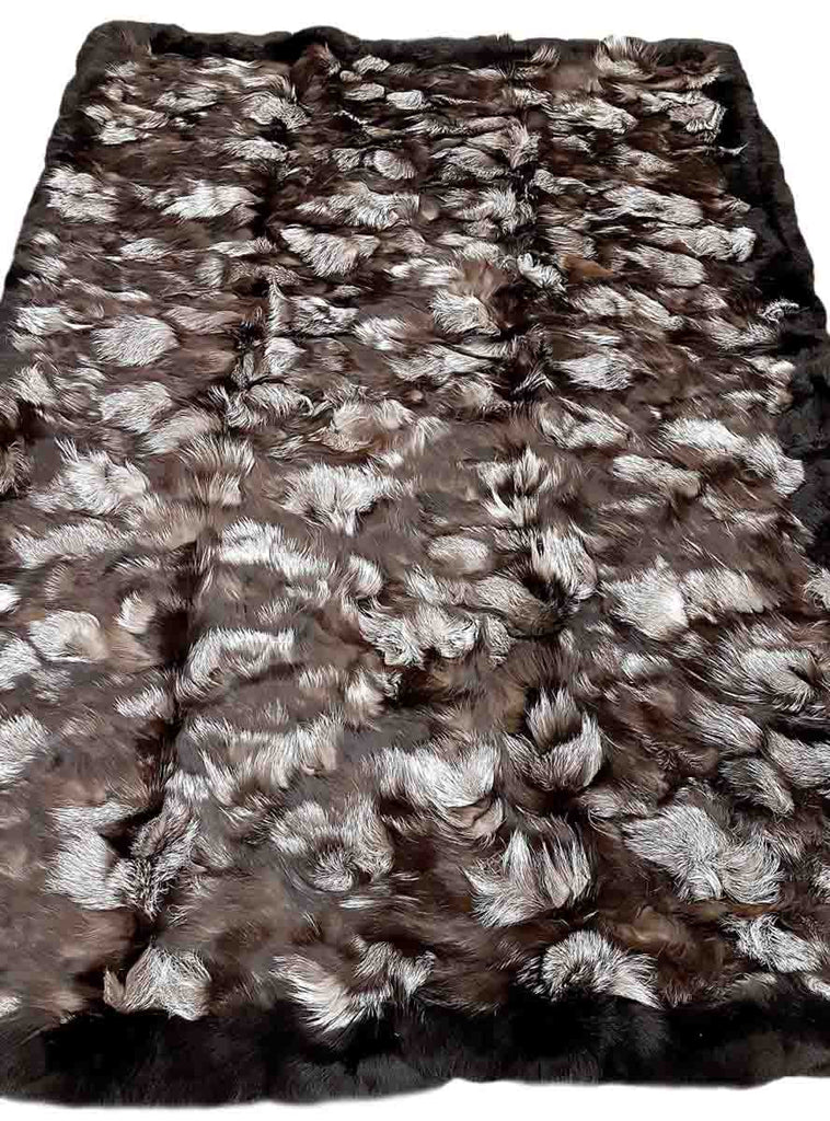 Silver Fox Fur Blanket with Black Fox Fur Trim