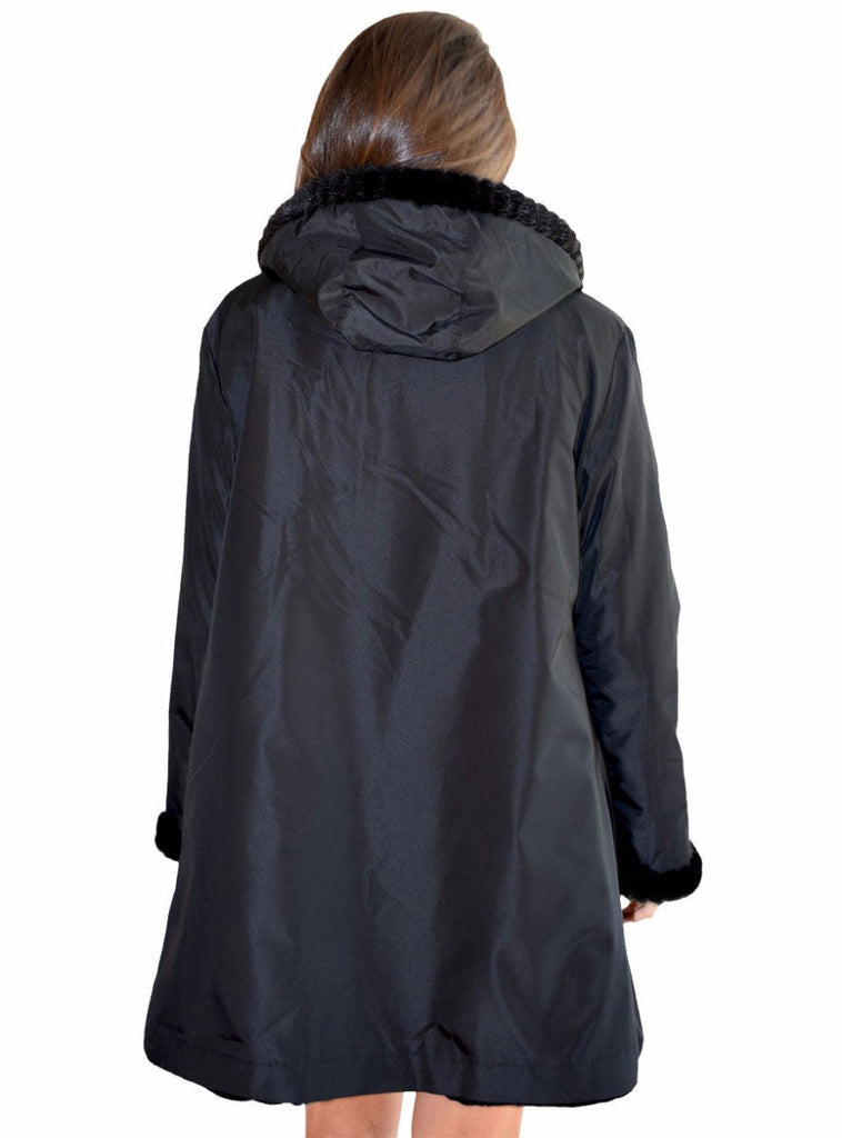 Women's black reversible Mink Fur Jacket