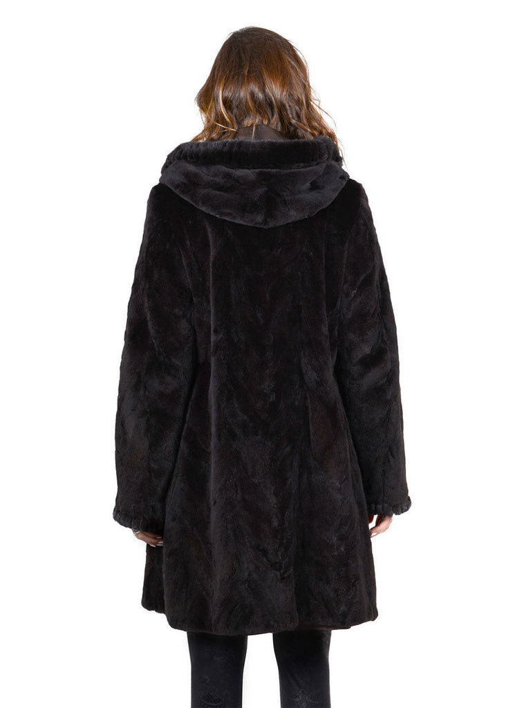 Women's Brown Reversible Mink Fur Jacket