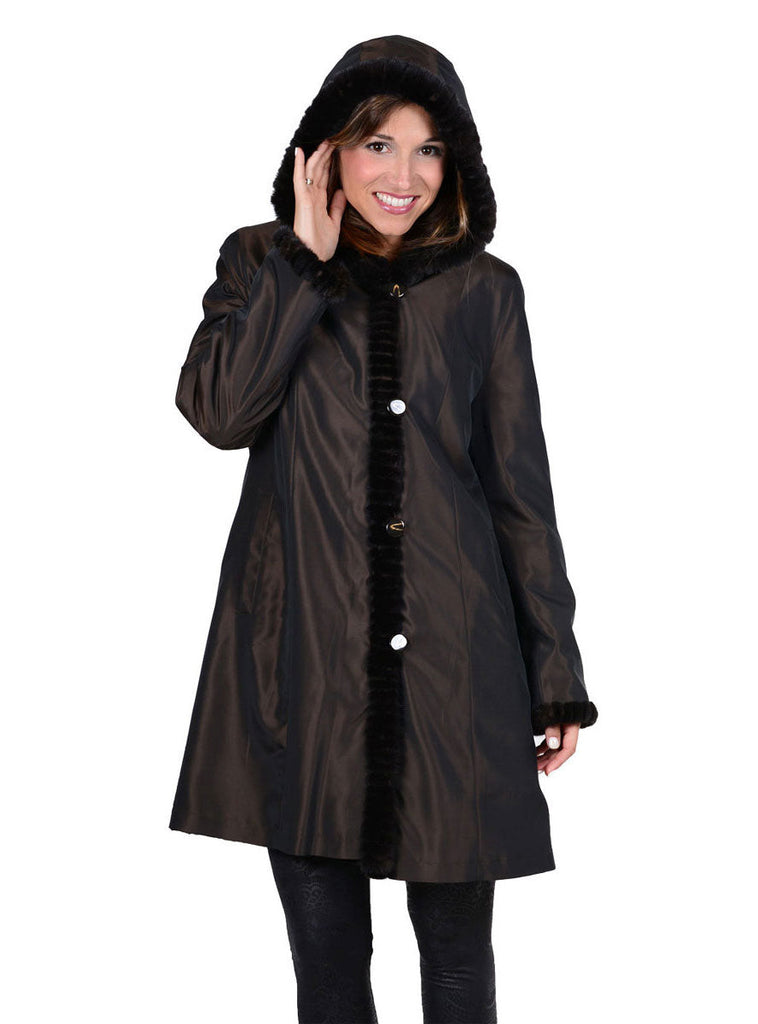 Women's Brown Sheared Reversible Mink Fur Jacket