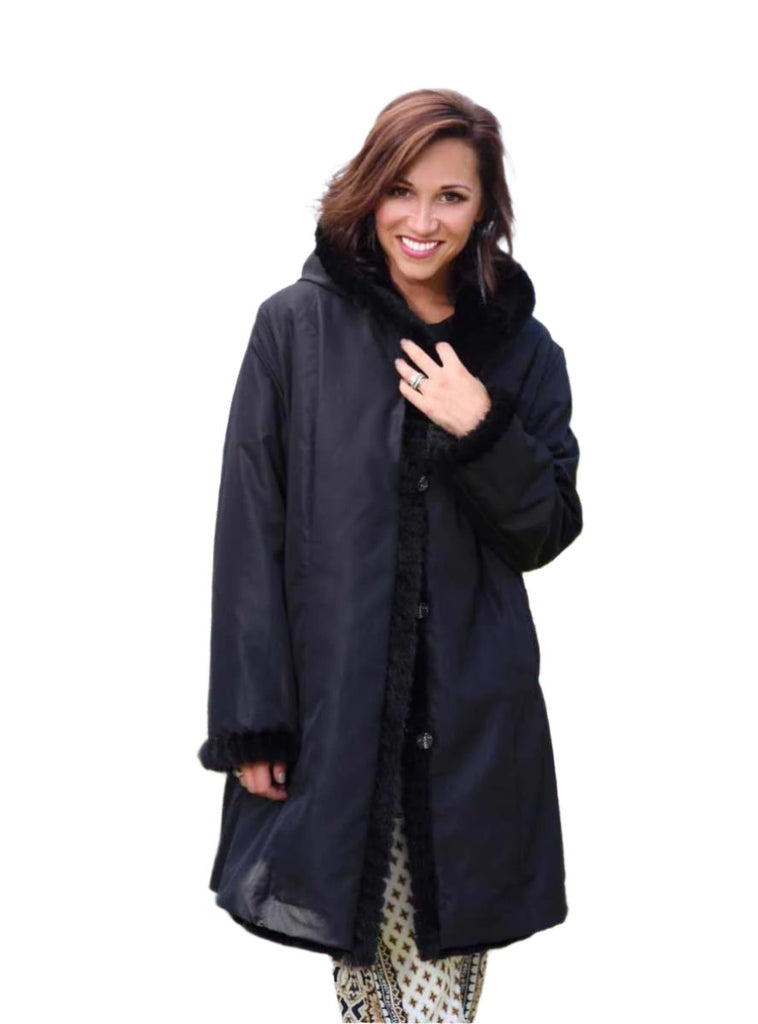 Women's black reversible Mink Fur Jacket