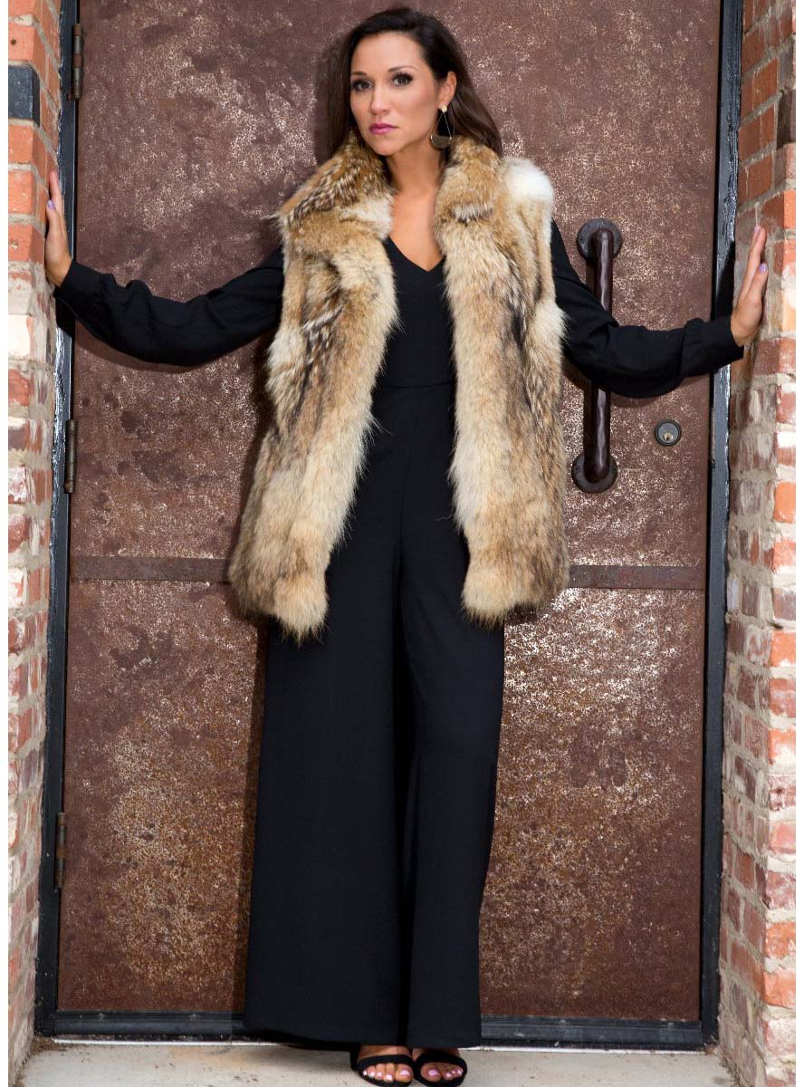 USA Custom Made Full Skin Coyote Fur Vest 4X