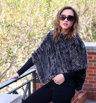 Knitted Rabbit Fur Poncho.