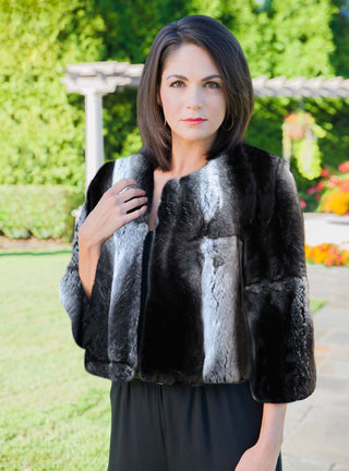 USA Made Full Skin Chinchilla Fur Capelet.