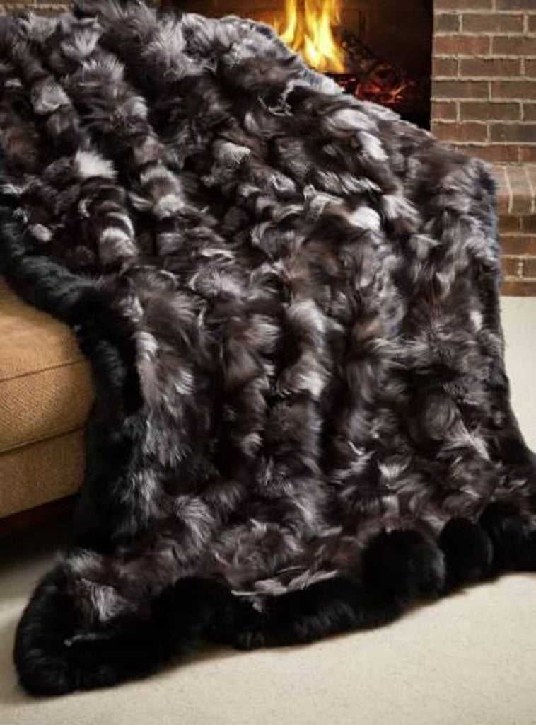 silver fox fur blanket