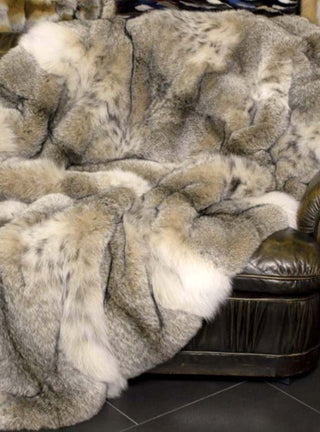 Full Skin Lynx Fur Blanket.