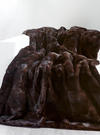 Full Skin mahogany Mink Fur Blanket.