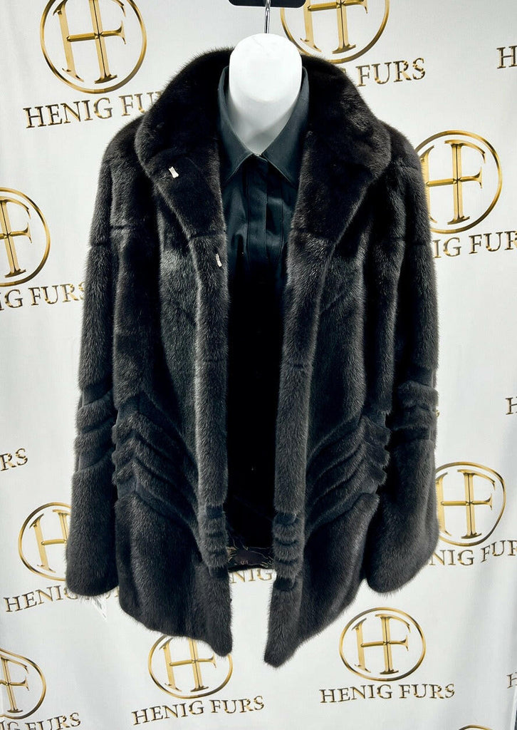 clearance - American Legend Mink Fur Jacket with Chevron Pattern