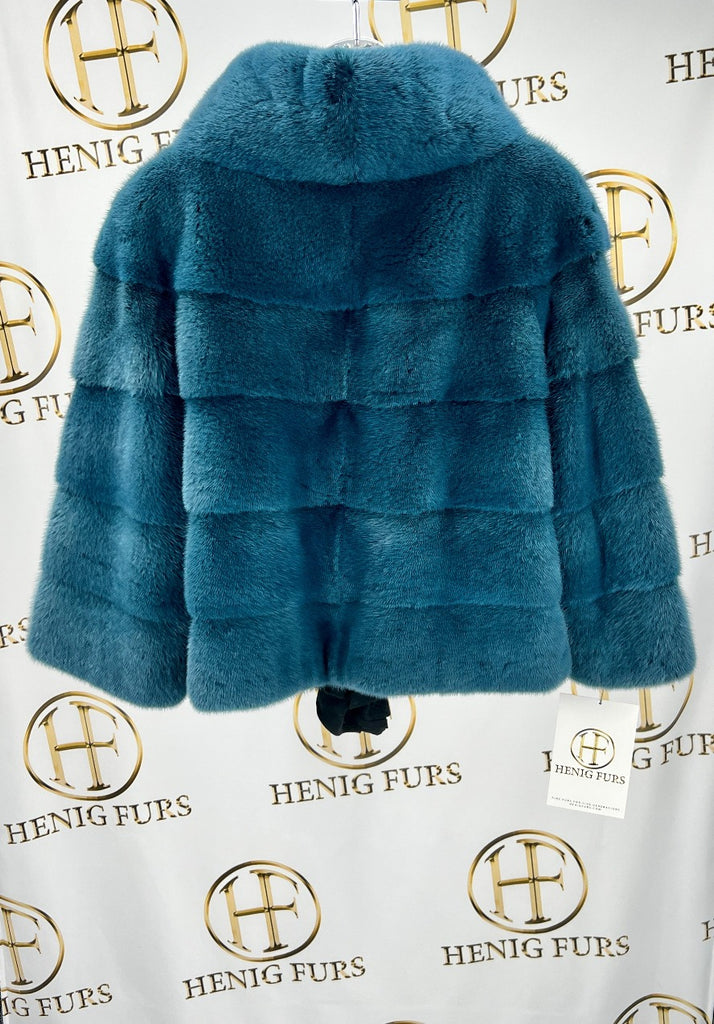 fur clearance - bright ocean blue mink fur bolero jacket