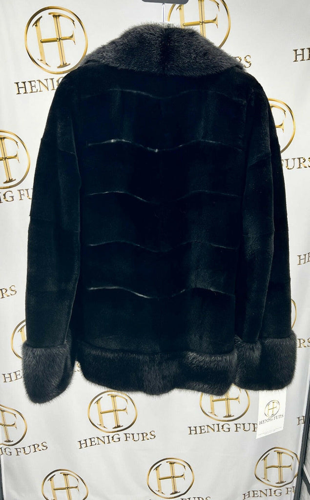 fur clearance - sheared mink fur jacket with full skin mink trim