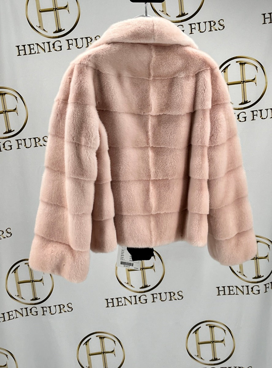 Blush Sheepskin Coat with Fox Fur Trim