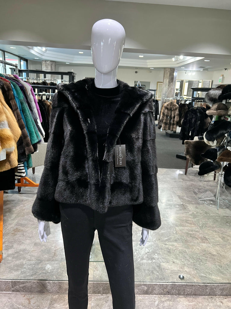 fur clearance - mink fur jacket with hood