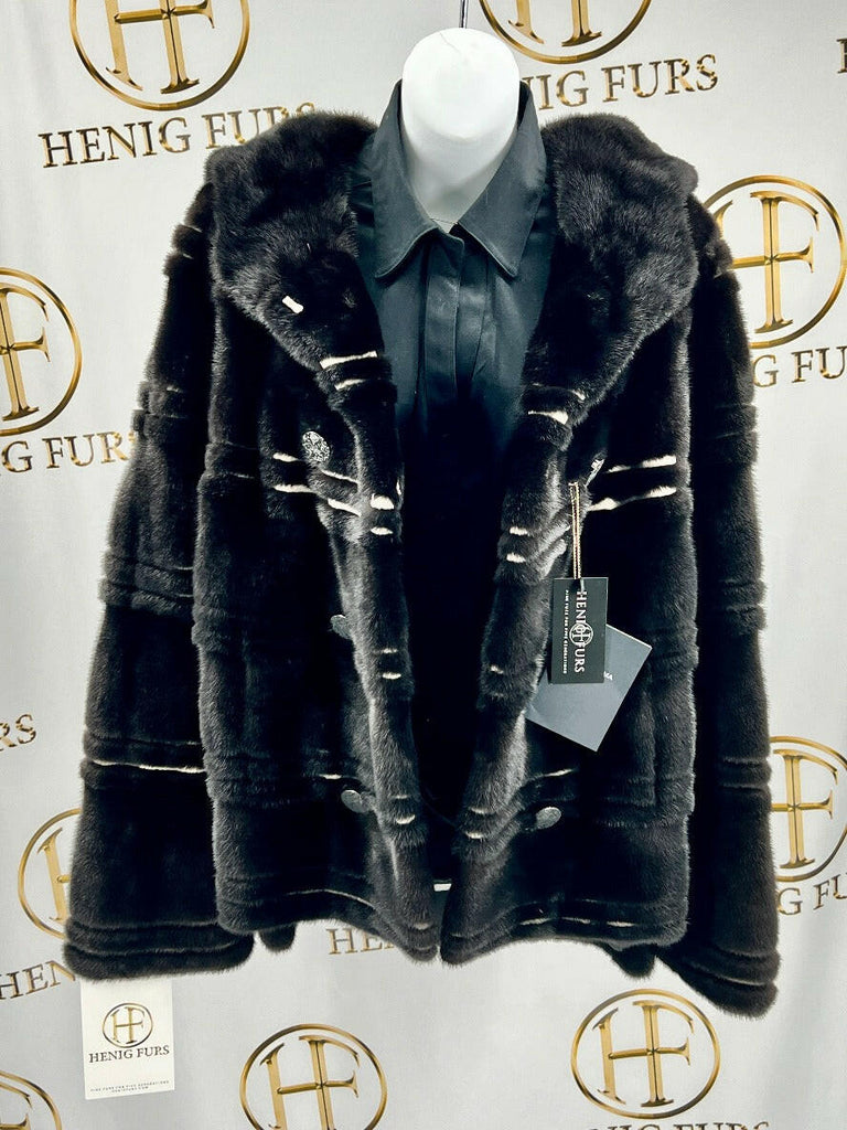 fur clearance - Blackglama natural ranch and white mink fur jacket with hood