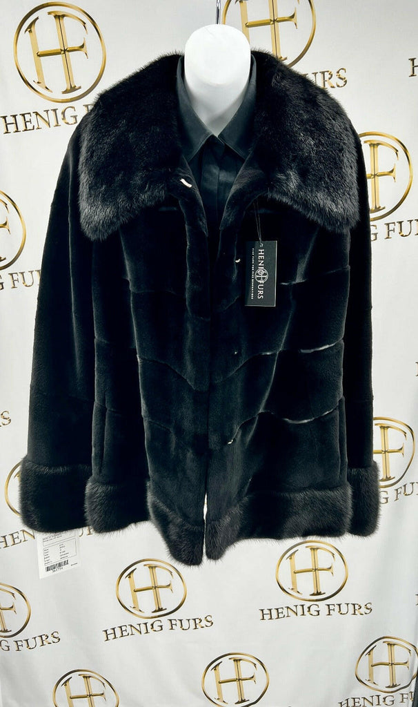 fur clearance - sheared mink fur jacket with full skin mink trim