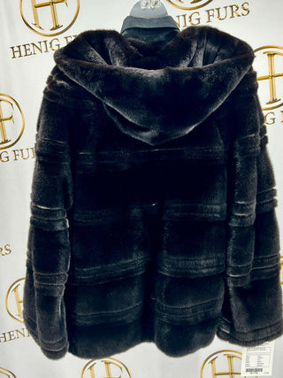 Blackglama Natural Ranch & White Mink Fur Jacket with Hood.