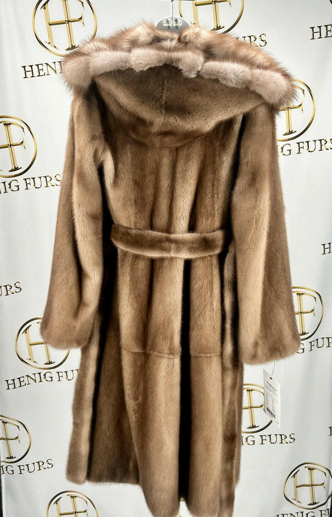 fur clearance - Mink Fur Coat with Stone Marten Hood