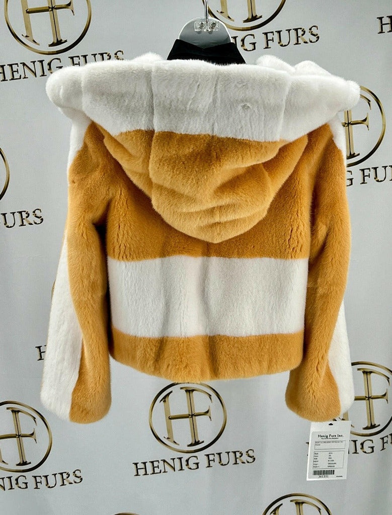fur clearance - multicolor mink fur jacket with hood
