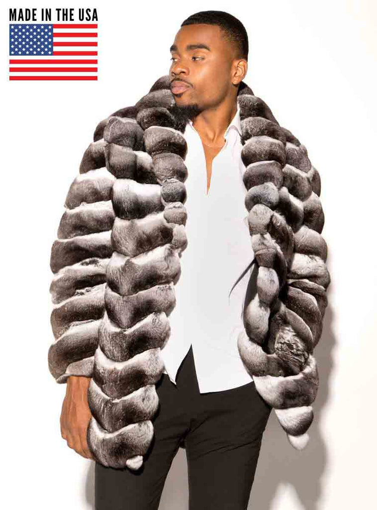 Fur Caravan Men's Leather and Mink Fur Coat