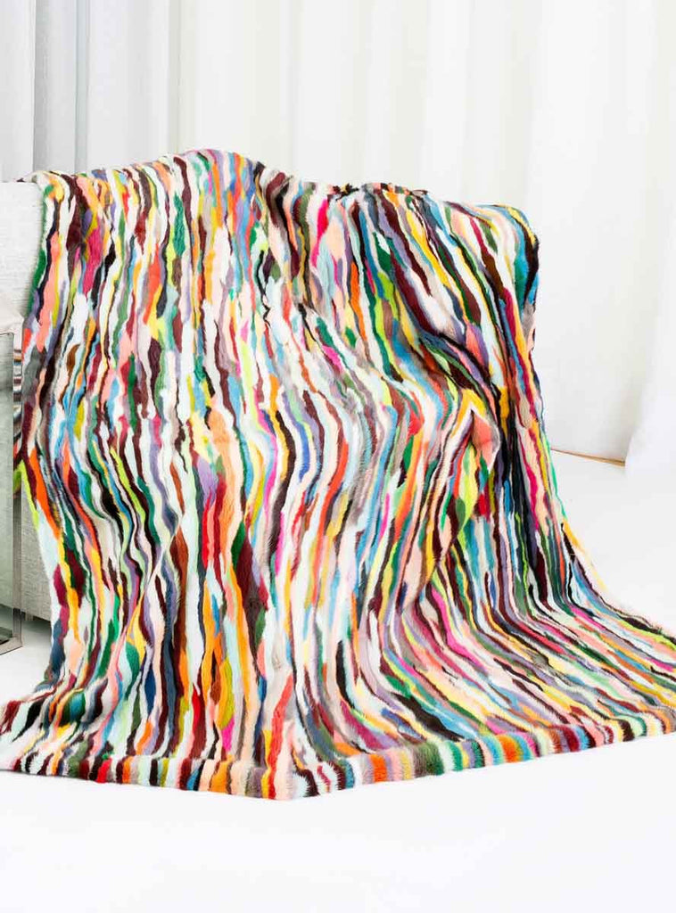 multicolor mink fur blanket