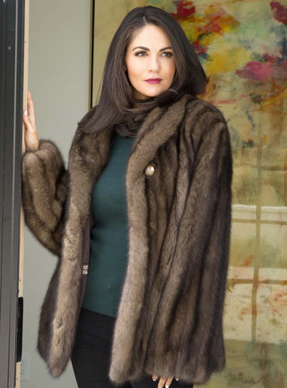 Russian Sable Fur Jacket with Shawl Collar.