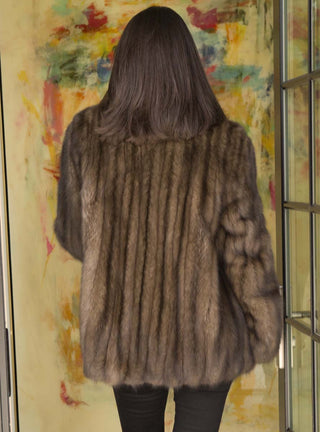 Russian Sable Fur Jacket with Shawl Collar.