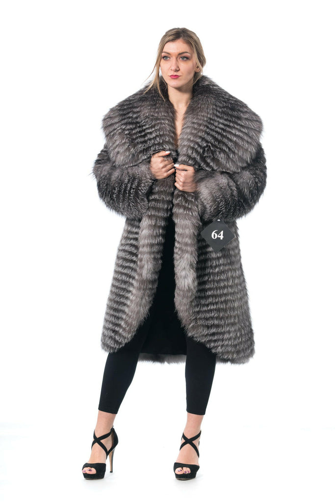 silver fox fur coat with princess collar