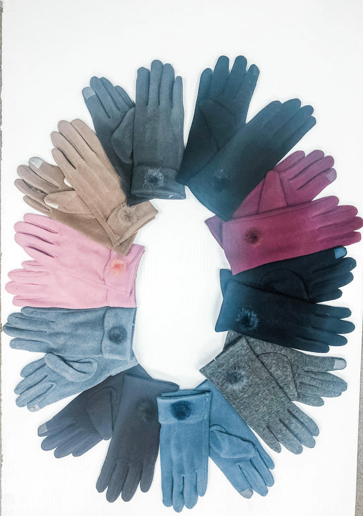 touchscreen cloth gloves with mink fur flower