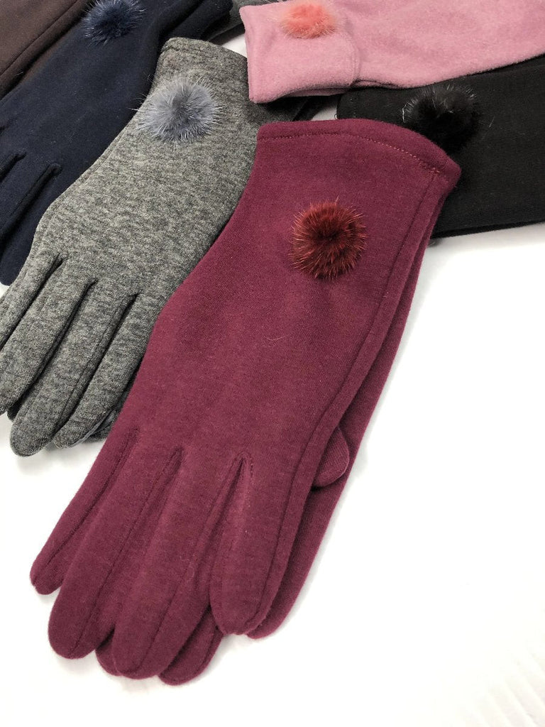 touchscreen cloth gloves with mink fur flower